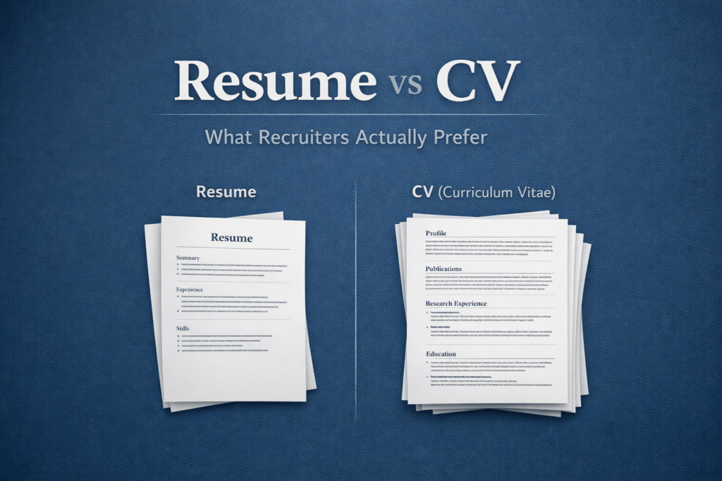 Resume vs CV: What Recruiters Actually Prefer (Difference Explained 2026)